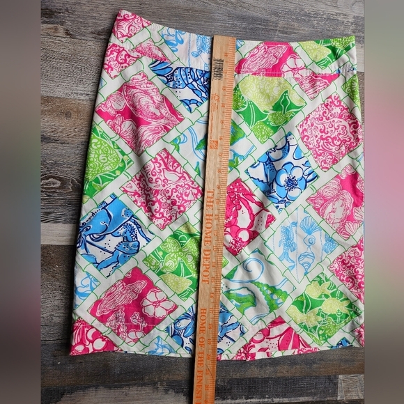 Lilly Pulitzer Jubilee MultiColor Patch Print skirt Size 4 Pink Green Blue - Picture 6 of 7
